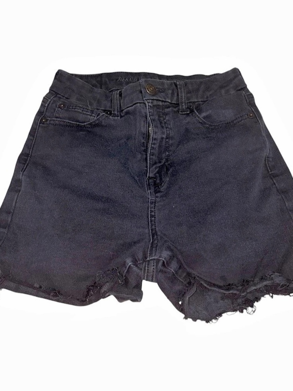 American Eagle Distressed Jean Shorts in Black Size Medium